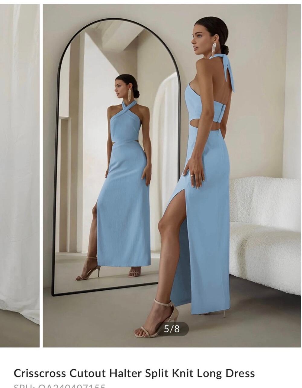 BNWT Commense Crisscross Cutout Halter Split Knit Long Dress Size XS